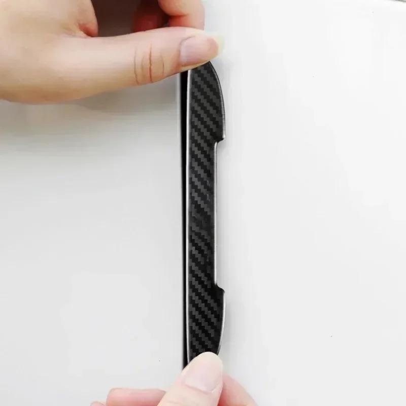 4/8pcs Car Door Protective Sticker Strip Carbon Fiber Look Anti-Collision Protector Car Door Edg Scratch-resistant Stickers