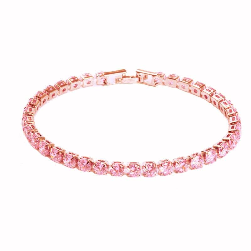2022 New Fashion Free Shipping Copper Alloy Gold Plated 4MM Cubic Zirconia CZ Diamond Charm Tennis Bracelet for Women