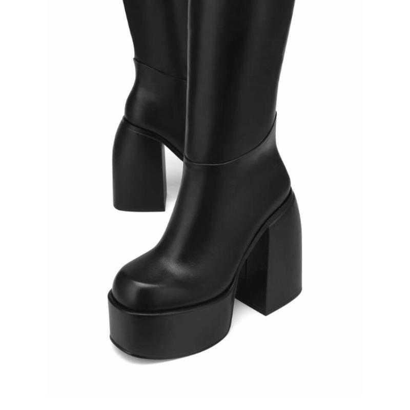 Fashion Brand Minimalist Fashionable Solid Color Knee High Boots 2024 European American Fashion Party Autumn Winter Women Boots 34-43