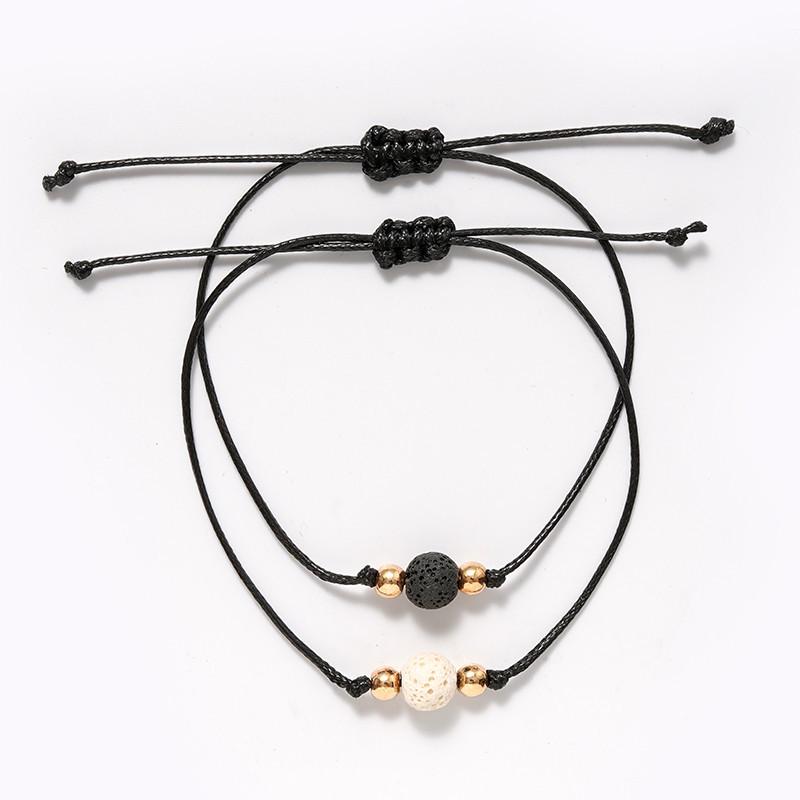 Neues Charm-Armband für Freundschaftspaare, 2 Stück/Set, Vulkanstein-Armband, Perlenarmbänder, Frauen, Mann, glücklicher Wunschschmuck