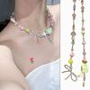 2026 Trendy Handmade Beaded Colorful acrylic Bowknot Star Pendant Necklace For Women Summer Y2k Sweet Aesthetic Neck Jewelry