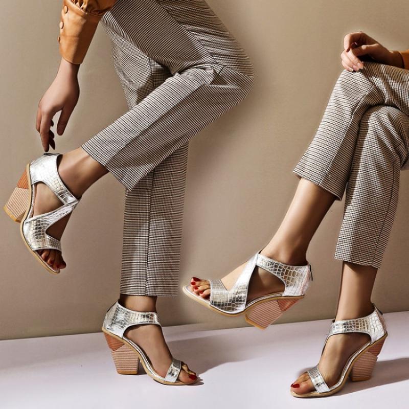 Summer New High Heel Silver Slipper Mixed Color Wedges Shoes For Girls Women 'S Sandals Summer Women