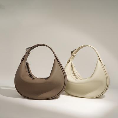Stylish and Simple Niche Design Half-moon Bag New First-layer Cowhide Shoulder Bag Texture Portable Messenger Bag Bag Women