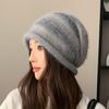 Color autumn and winter big head circumference knitted wool hat children show face small versatile ear protection confinement hat gradual change colo