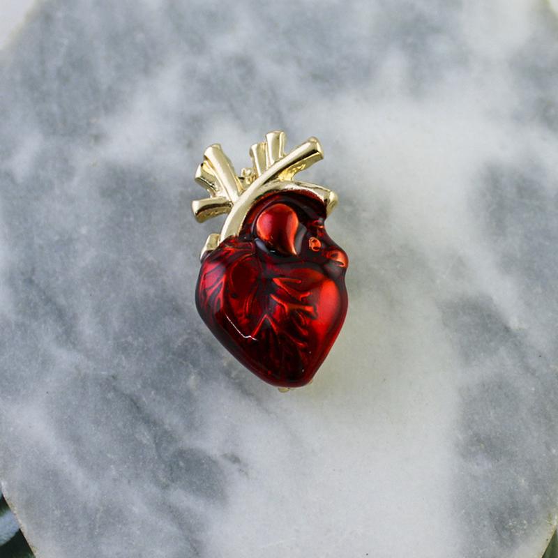 Enamel Heart Brooches For Women Unisex Human Body Organ Pins Office Party Friend Gifts Jewelry Accessories