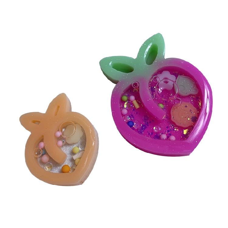 Epoxy Resin Shaker Peach Silicone Molds Fruit Resin Molds for Pendant Keychain