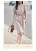 Elegant Stacked Collar Wool Sweater Dress for Women, Knee-Length, Slimming Fit, Solid Color, Perfect Base Layer Sweater.