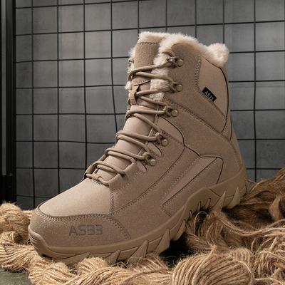 Men's Snow Boots Waterproof Warm Fur Lined Winter Hiking Boot Non-slip Outdoor High-top Shoes Work Trekking Motorcycle Combat Ankle Booties for Male