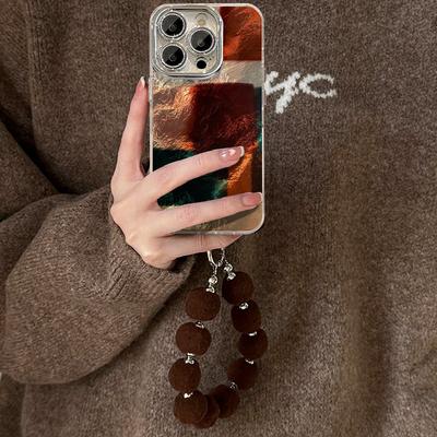 Retro Color Block Bracelet Suitable for Apple 16PRO Phone Case 15, Tin Foil Glacier Pattern 14, Fully Wrapped Lens Film XS/XR