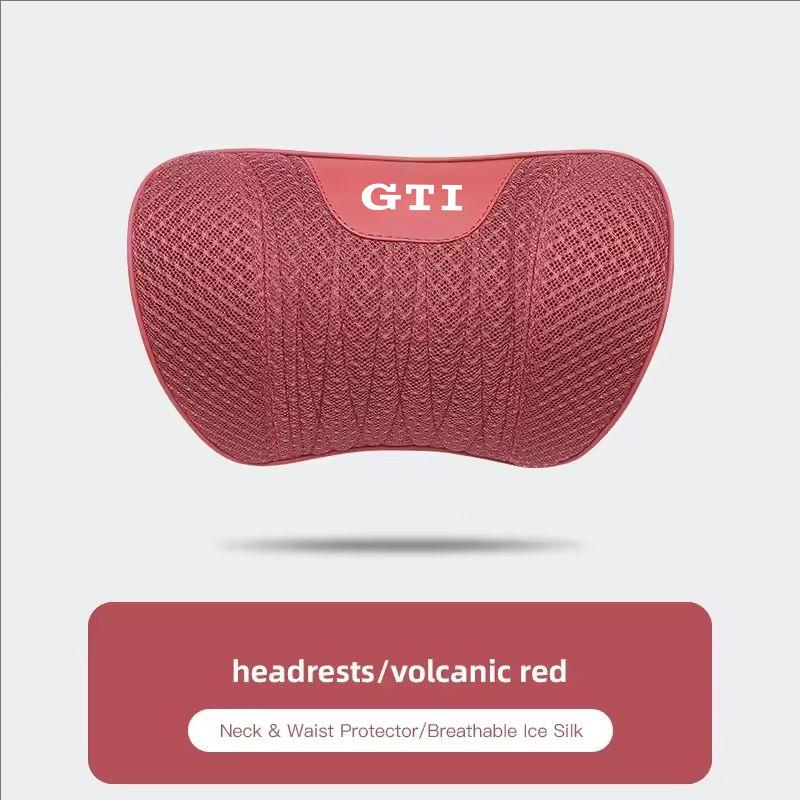Car Neck Pillow Seat Cover Lumbar Support Headrest For VW GTI Polo T5 Passat Golf Tiguan Jetta CC T-ROC Scirocco Beetle Hub Cap