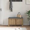 Hallway Bench with Cushion and Storage Artisan Oak Finish 80 x 38 x 46 cm