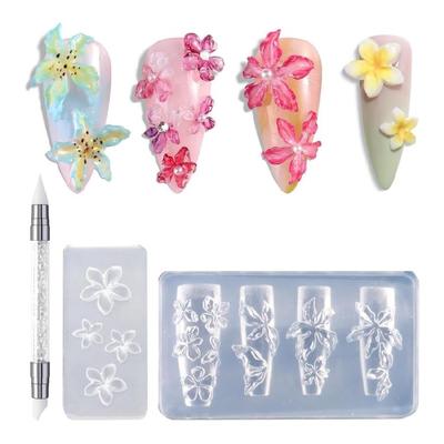 3Pieces Nails Art Silicone Mold Flower Shape Flexible Manicure Training Tool Professional Supplies for Various Occasion