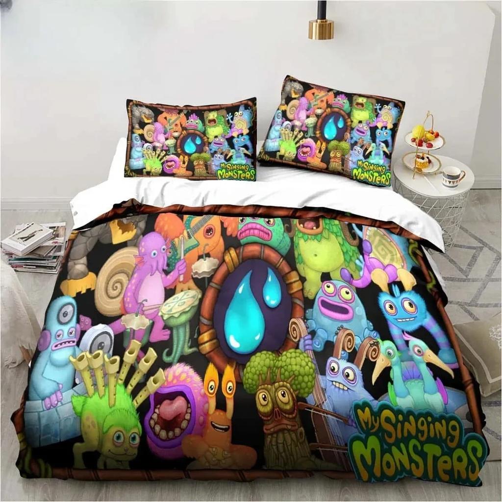 3D Print My Game Singing Monsters Printed Bed Set Duvet Cover Pillowcase Bedding Set Bed Linen Sheet Quilt Cover Queen King Size
