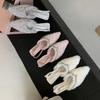 Hand-made Rhinestones, Back Straps, I-heel, Medium Heel, Lamb Wool, Pointed Head, Bag Head, Fluffy Shoes, Special-shaped Heel, Women's Shoes, Autumn