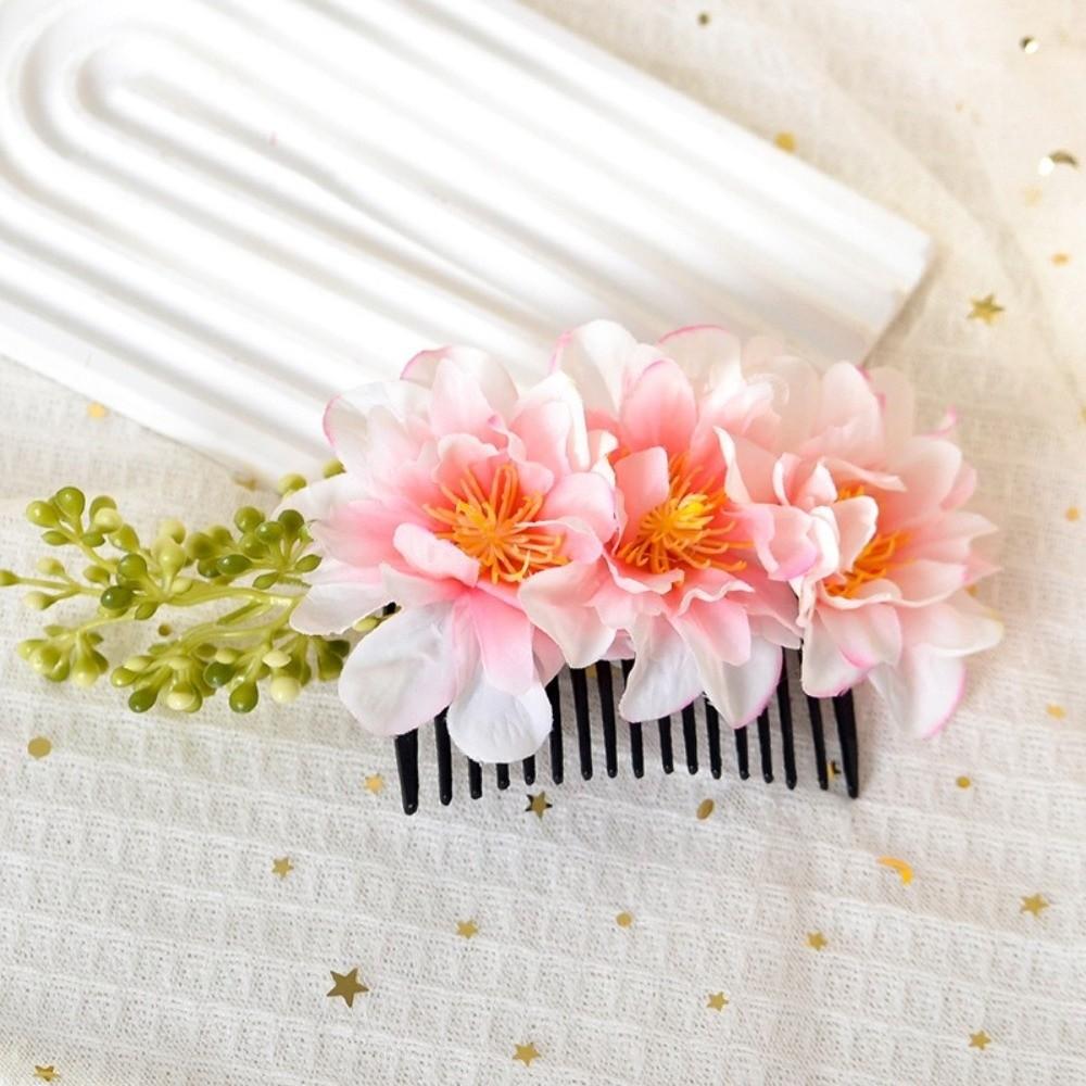 Multicolor Bridal Hairpin Simulated Flower Thai Hair Comb Elegant Flower Hair Comb  Thailand