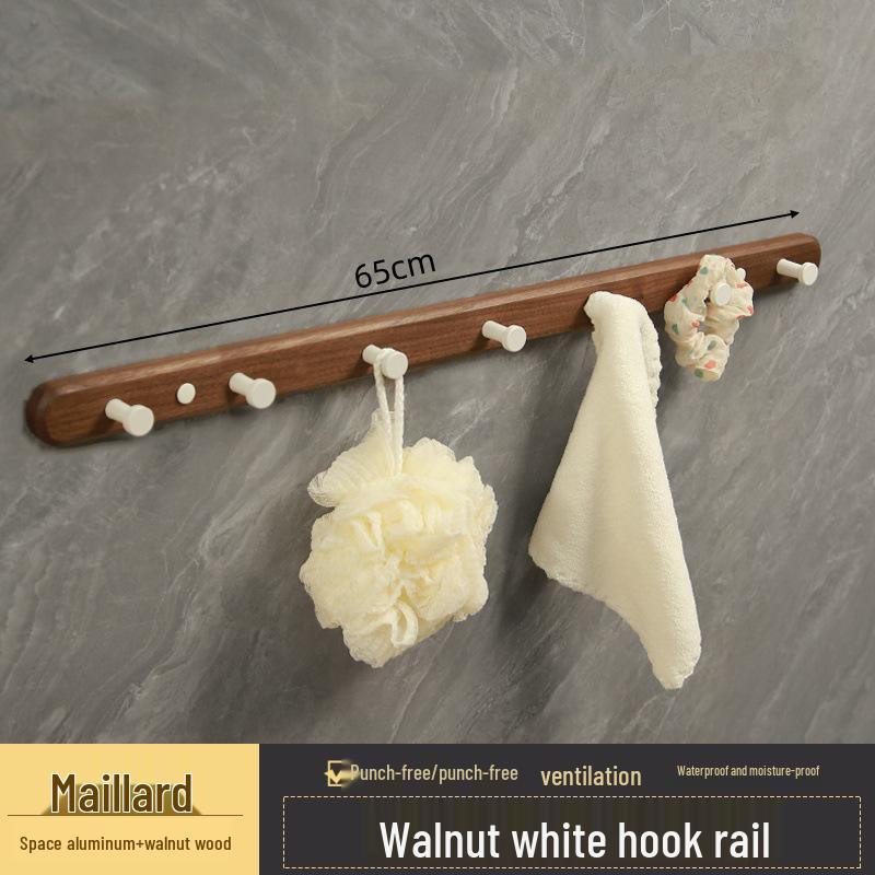 Walnut Wall-Mounted Hook for Clothes & Hats, No-Punch Installation for Door Back or Entrance Hall