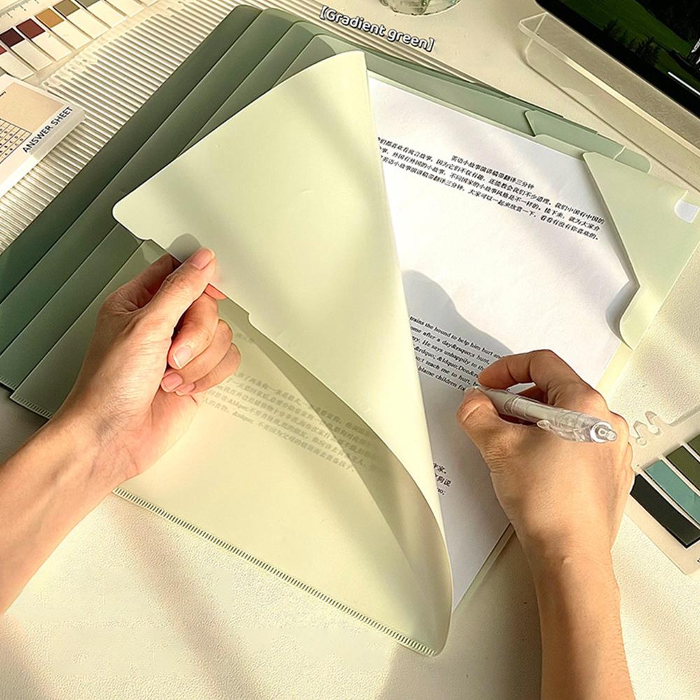 5Pcs/Set Gradient Color File Folder Portable Folder Document Test Paper Storage Organization Bag Study Office Supplies
