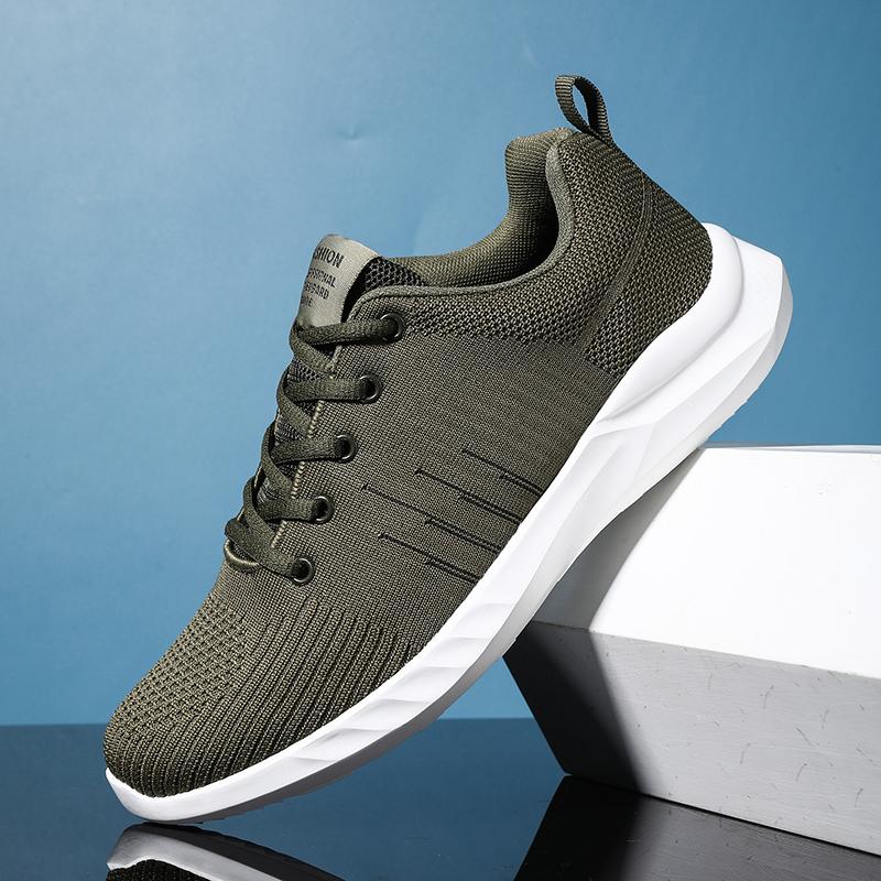 

Мужские кроссовки, ультралегкая спортивная обувь с сетчатой ​​тканью, дышащая обувь для бега 47 армия зеленый