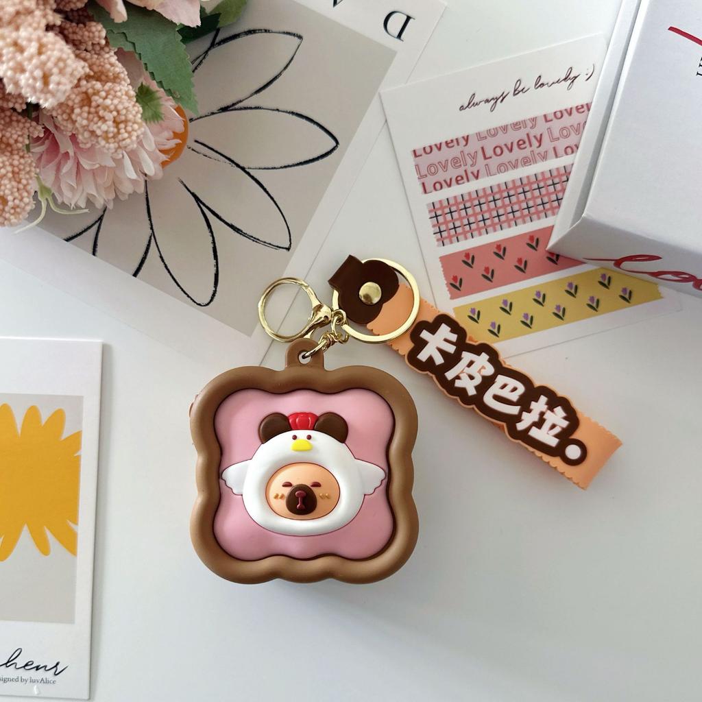 Cute Kapibara Silicone Coin Bag Cartoon Capybara Mini Key Bag Three-dimensional Square Bag Fun Backpack Pendant