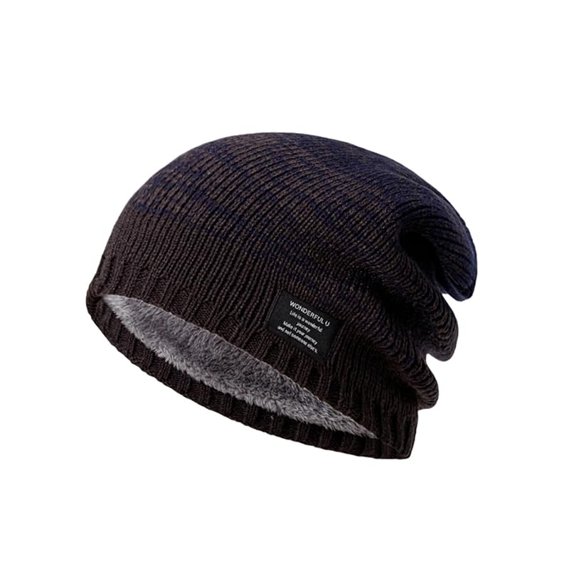 

[Petasonien] knit hat men s hat winter [Fleece lining/gradation/warm] Fluffy soft touch Heat retention Thick breathable elasticity big size knit hat