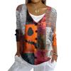 Women's Fashion Casual Knit Sweater Button-Up Halloween Printed  Cardigan Jacket