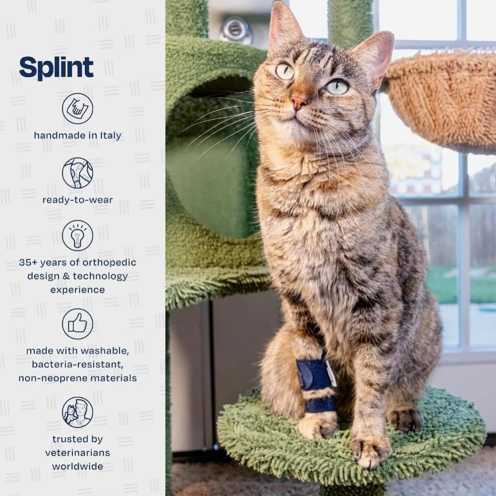 Verstellbare Katzenbeinbandage mit abnehmbarer Schiene – Für Karpal-/Tarsalverletzungen, Verstauchungen & Brüche – Vorder- oder Hinterbeine