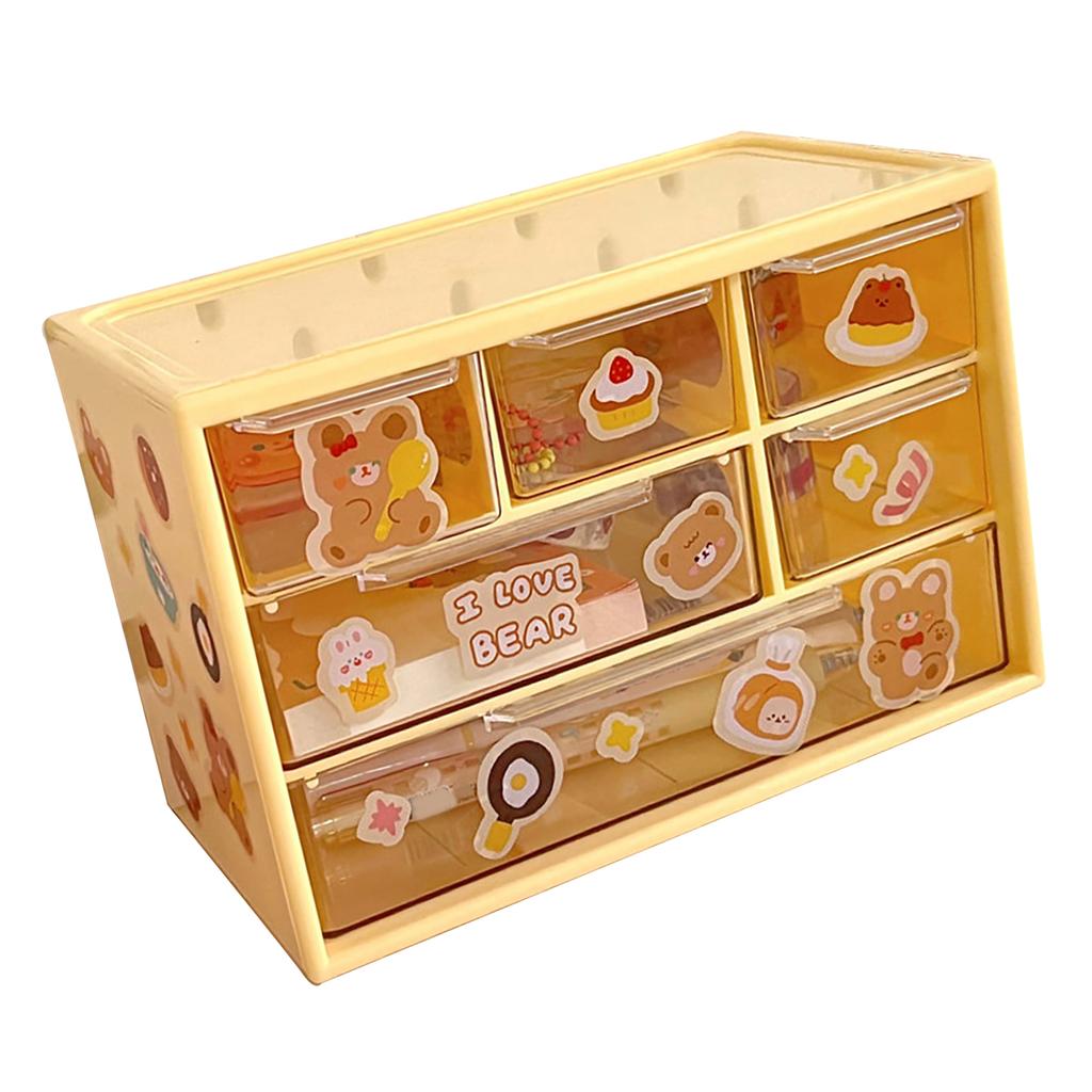 Desk Organizer with 6 Drawers Plastic Stackable 3 Tier Desktop Stationary Storage Box for Home Dorm