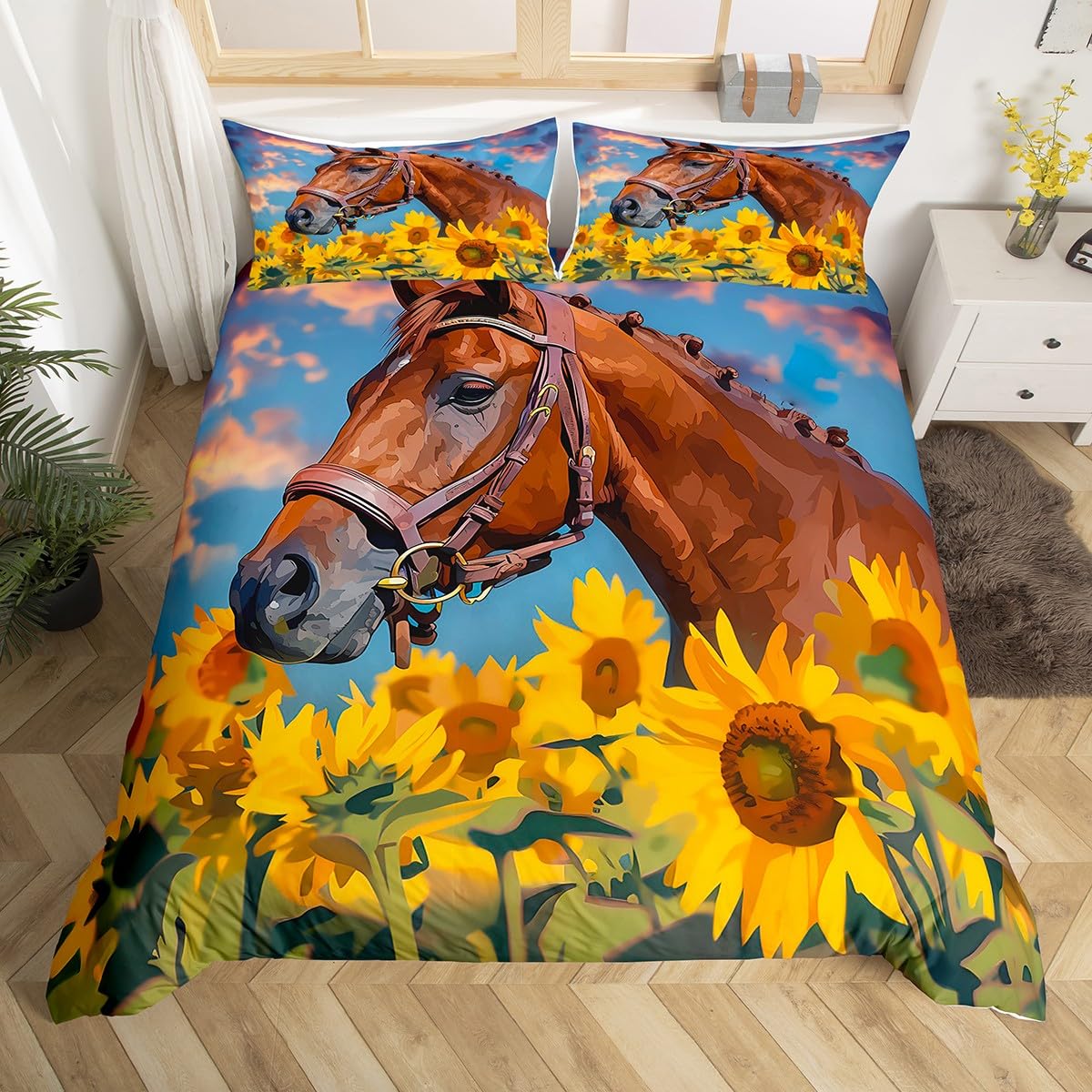 Пододеяльник с изображением мультяшной лошади King Queen Galloping Horse — фото 12