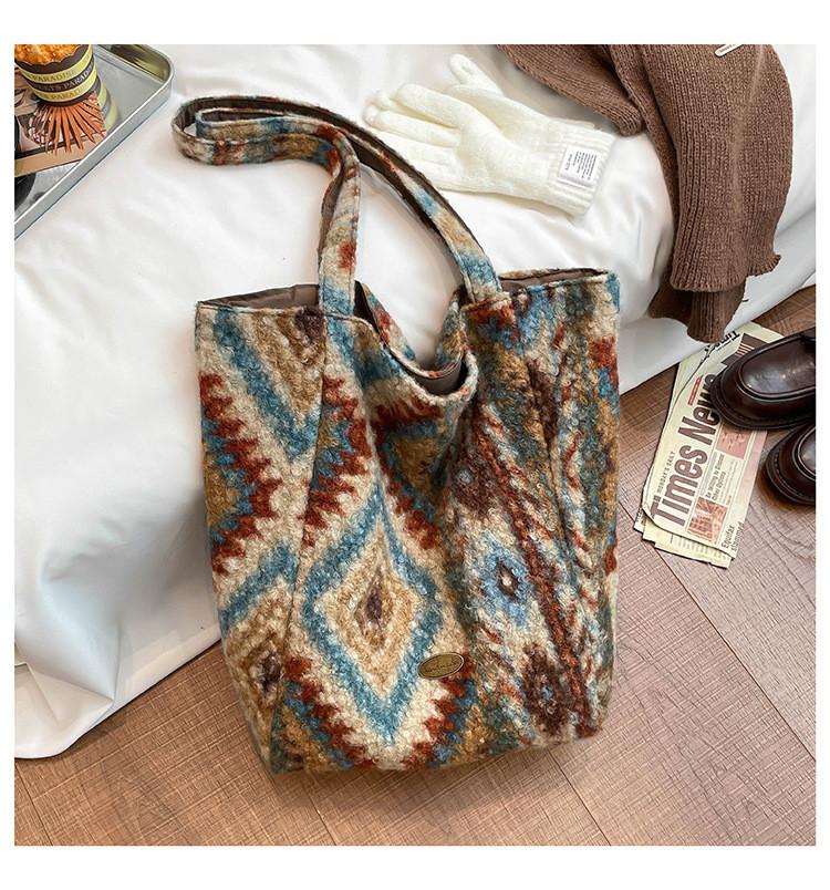 Borsa Tote in Lana da Donna con Chiusura Magnetica per Uso Quotidiano Casual
