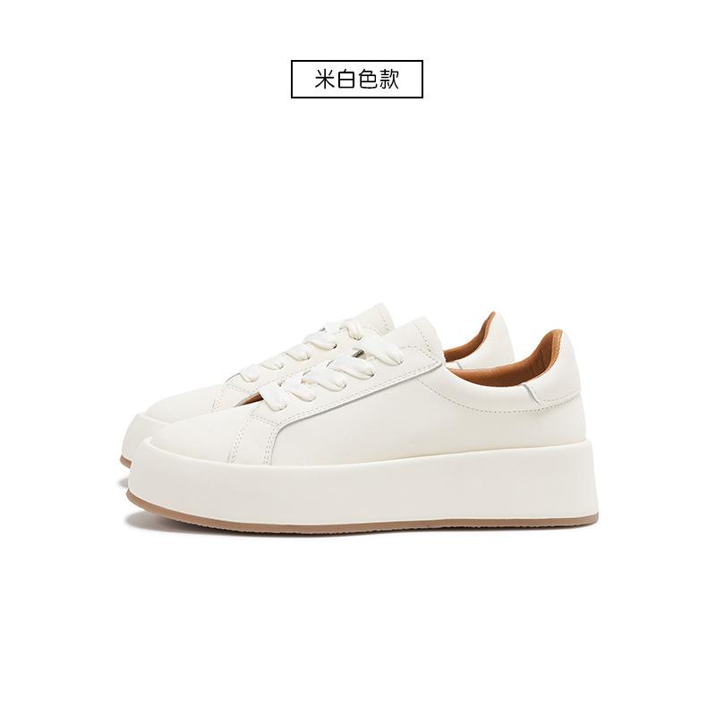 

Женские туфли, увеличивающие рост, маленькие белые туфли, весенняя новинка, универсальные повседневные туфли из коровьей кожи, женские туфли с укороченным каблуком 40 белый