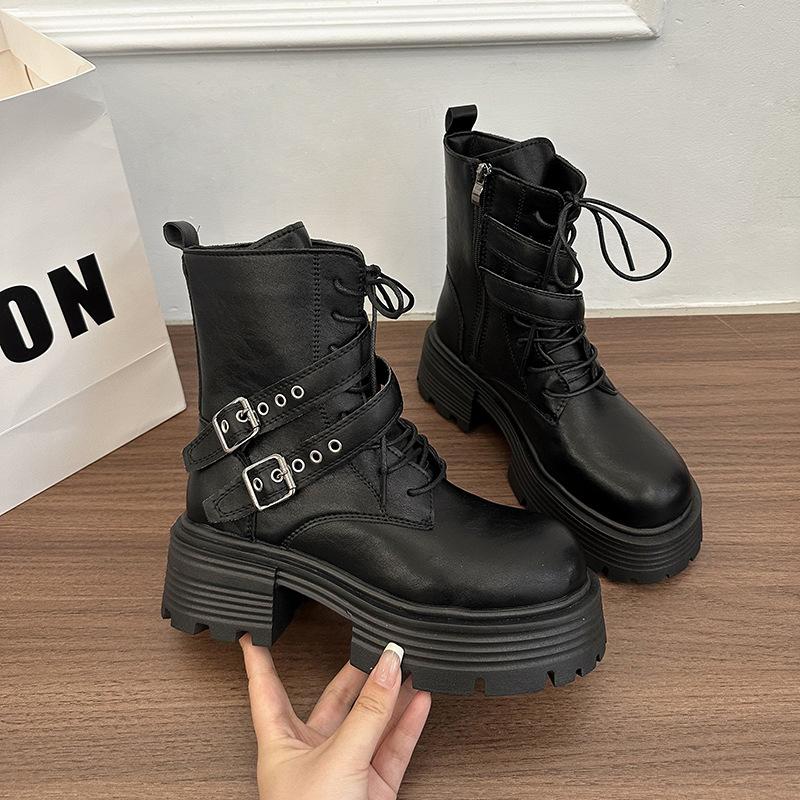 

Thin women s fashion not tired feet thick bottom heightening soft elastic comfort shock absorption non-slip casual sports Martin boots 35
