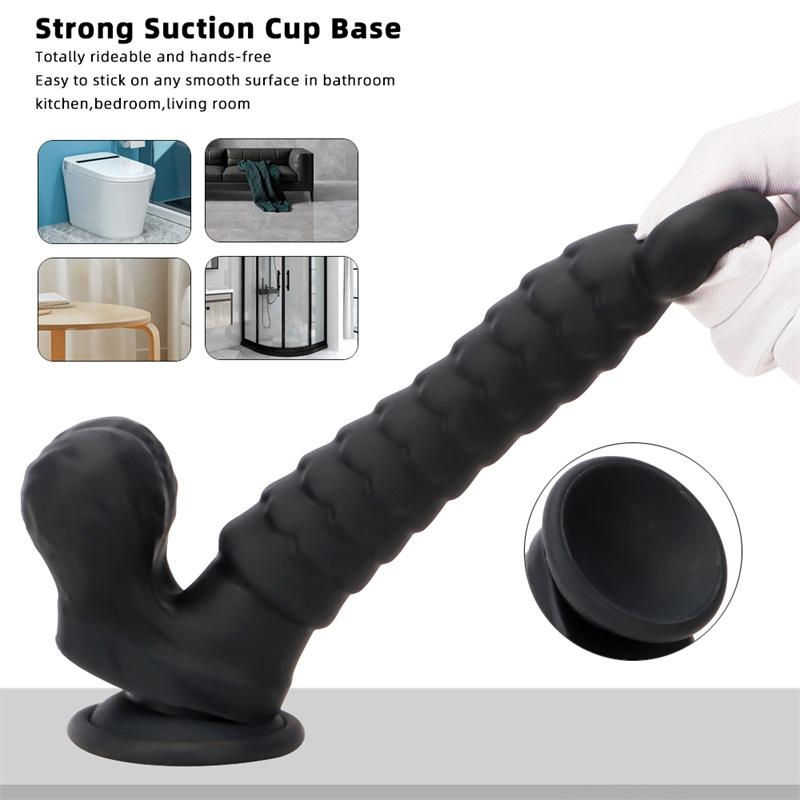 Czarna podwójna twardość Miękka płynna silikonowa waga Caterpillar Model Shaped Dildo