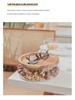 Acacia Wood Double-Layer Candy Bowl with Glass Lid for Living Room Coffee Table