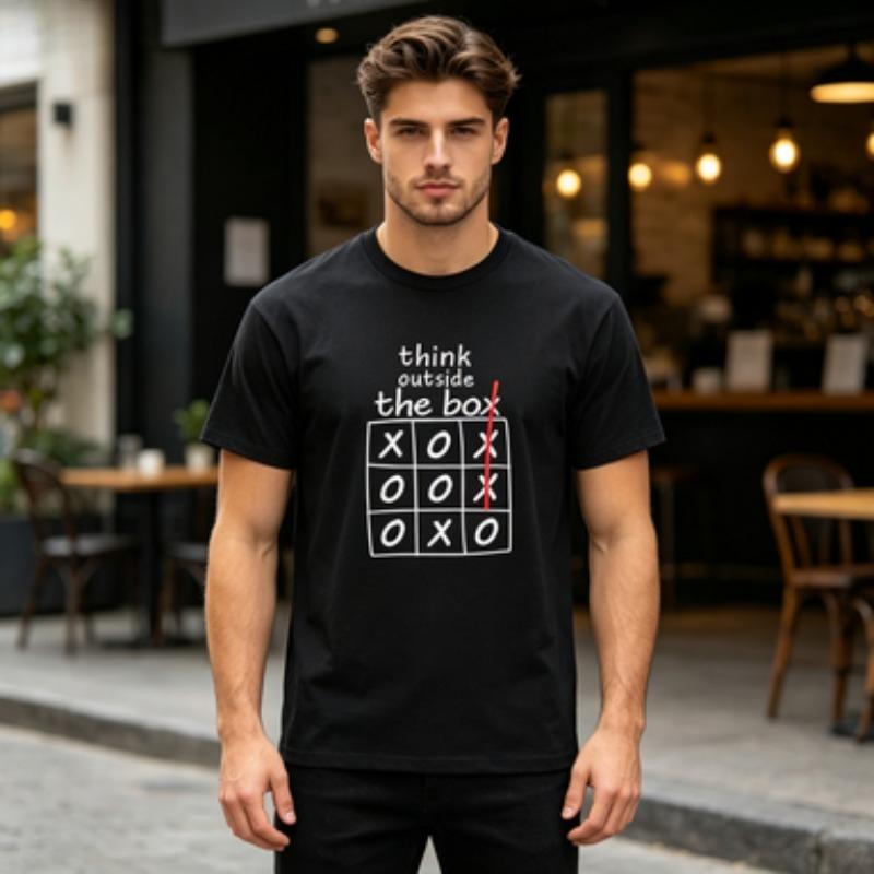 Think Outside The Box Tic Tac Toe Print Modal Unisex Tshirt Soft Casual Daily Tee