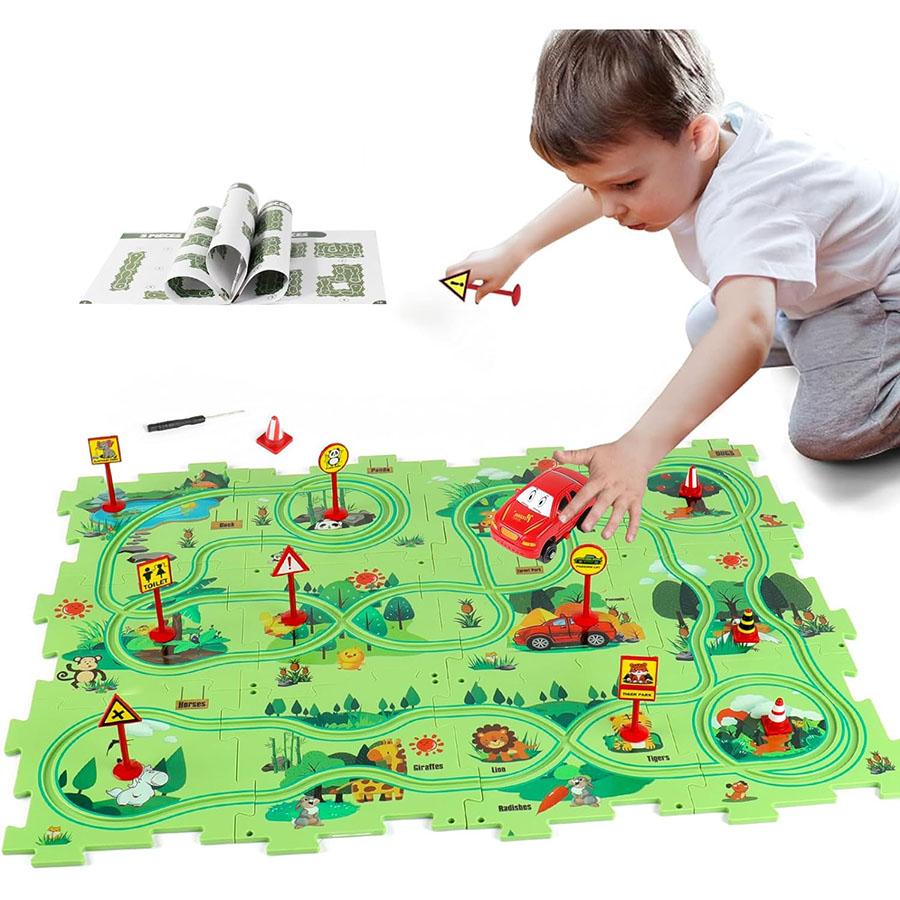 Logic Board Game for Kids  Jigsaw Puzzle Toys Race Car Track Toys Slot Rail Toys for Kids Monetssori Educational Toys
