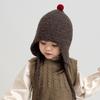 Niedliche Kleine Kugel Baby Ohrenschutz Mütze Winter Gestrickt Kleinkind Mädchen Junge Schnürkappe Outdoor Winddicht Warm Kinder Ohrenschützer Mütze