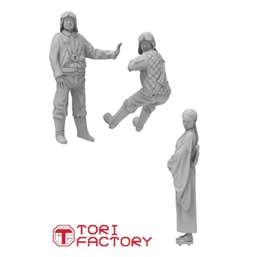 Tori Factory 1/72 Military Miniature Figure Series WWII Japanese Navy Pilot and Woman Seeing Off Resin Kit MF-36C Molded Color