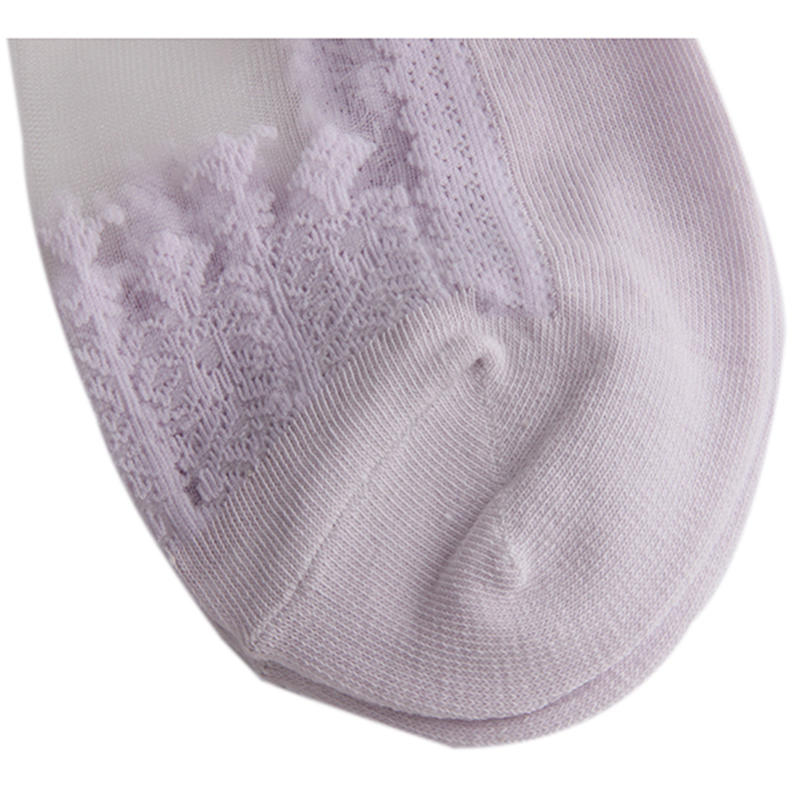 Summer Ladies Lace Embroidery Silk Transparent Glass Crystal Socks Breathable Stretch Women Socks 1 Pair Outdoor Casual Wear