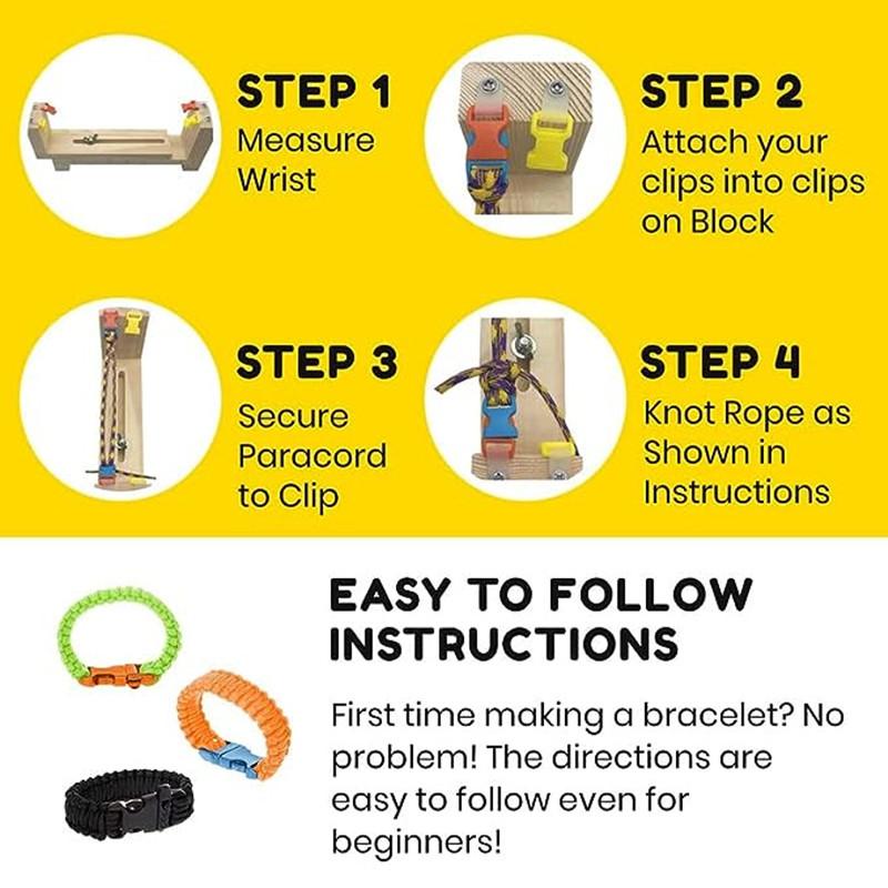 NobleEagle Adjustable Paracord Jig Set for DIY Craft Bracelets Lanyard Weaving Maker Wooden Frame Braiding Tool Kit