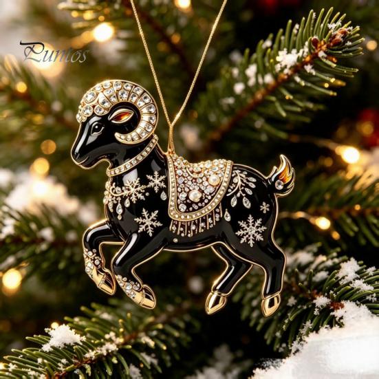 Lightweight Tree Ornaments for Holidays Black Goat Christmas Hanging Ornament, 2D Acrylic Festive Compact Restaurants Pendant, Decorative Car