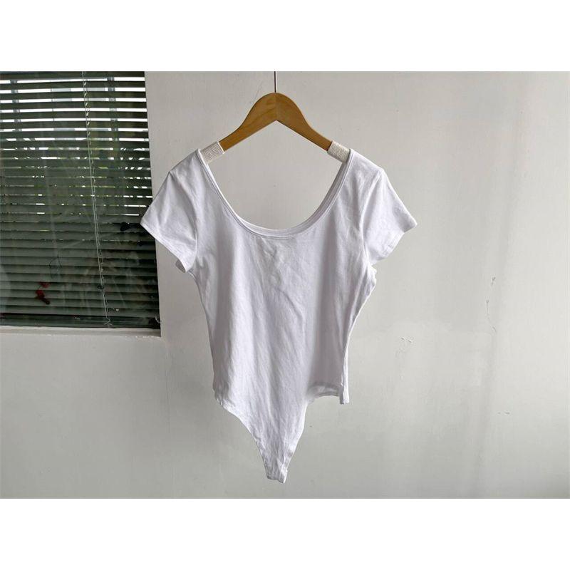 

Женские облегающие боди с коротким рукавом, футболка, базовая рубашка, сексуальный облегающий крой в области промежности, топы, топ с коротким рукавом для йоги, топы C7 White XL