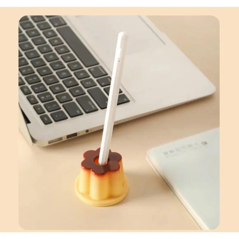 1pc Cute Pudding Pen Holder Student Cute Cartoon Creative Desktop Ornament Jelly Shape Pen Hole Pencil Slot Pencil Storage Stand