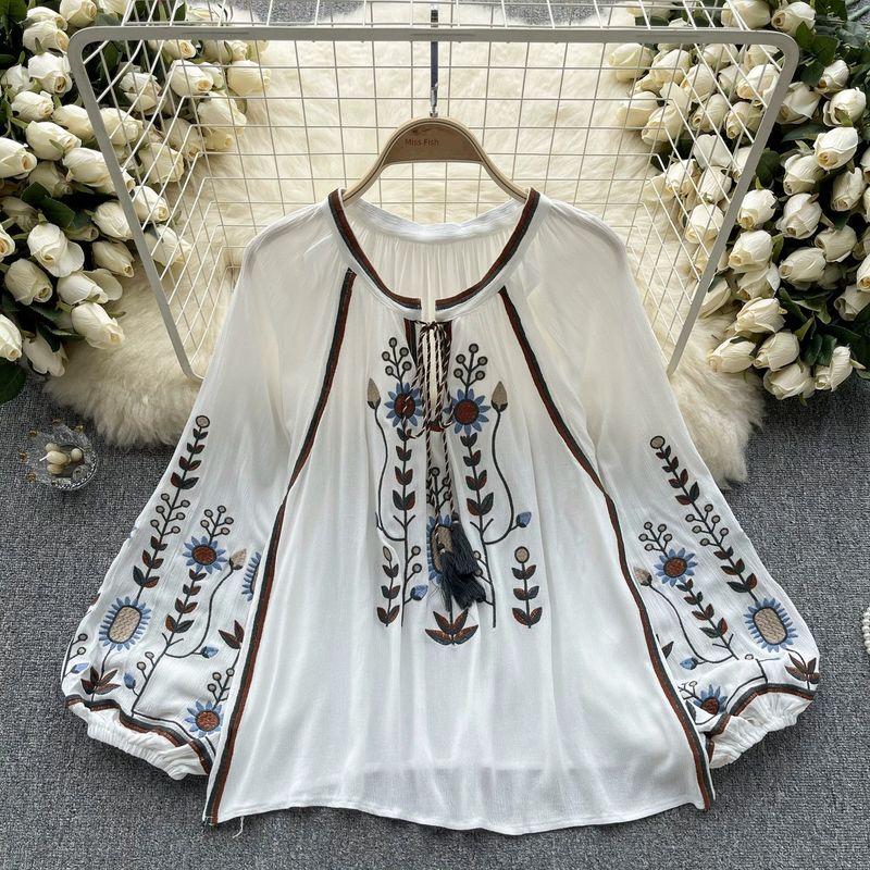 Bohemia Lantern Sleeve Loose Slim Fit Retro Shirt