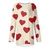Women's Fashionable Casual Long,Sleeved Valentine's Day Print V,Neck Mid,Length Top