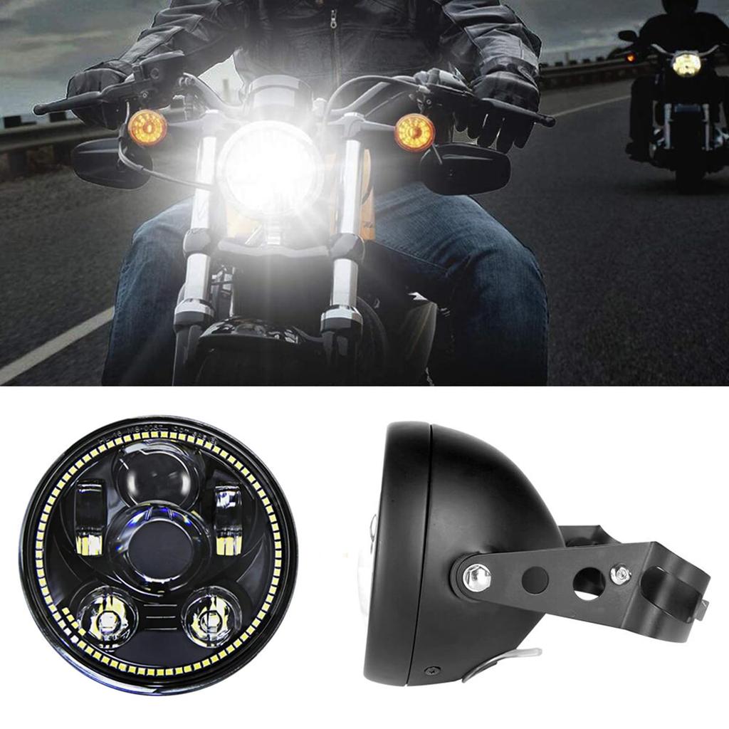 NORTHYUN LED Headlight with Motorcycle Switch with 3 Lighting High IP67 Waterproof Compatible with Rebel Yamaha XSR Triumph Drag Star 5.75-inch Shell,