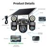 4G/WIFI Solar-powered Security Camera, Triple Lens, Triple Screen, Full-color Night Vision, Motion Detection, Wireless Monitoring
