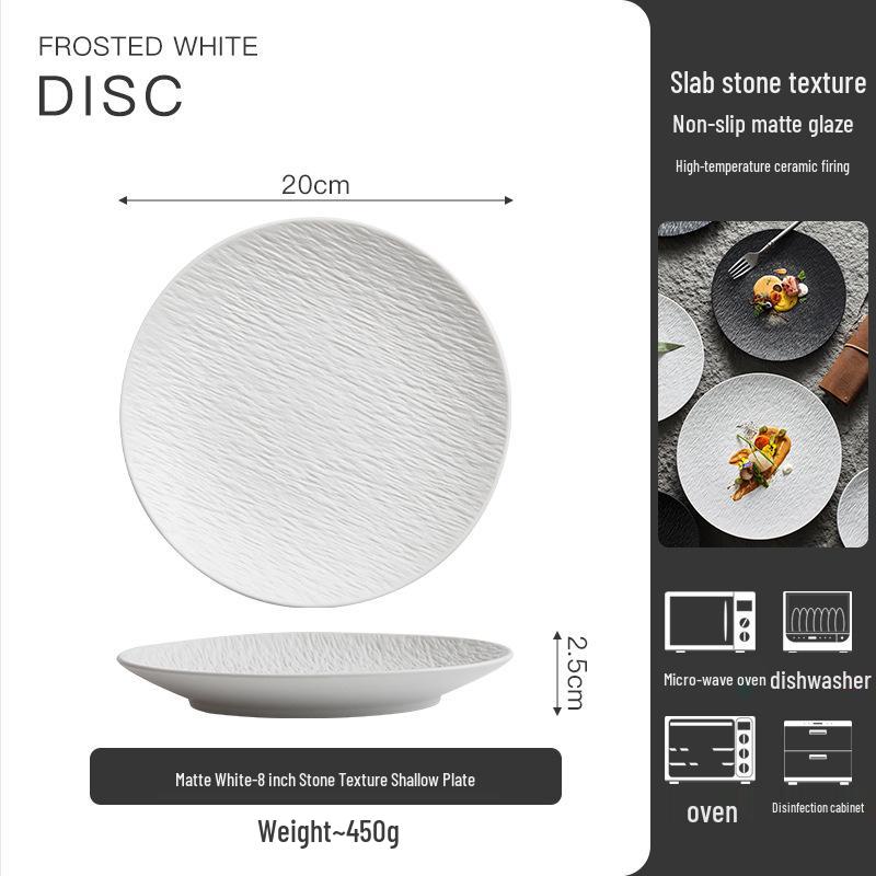 Luxury Ceramic Round Dinner Plate - Western Style, Flat & Shallow Design for Steak & More