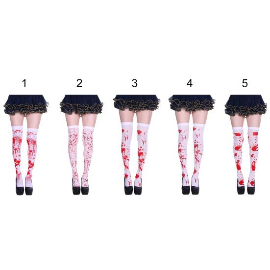 1 Paar Halloween-Strümpfe, blutbefleckt, dehnbar, für Damen, feine Verarbeitung, blutige Overknee-Socken, Party-Kostüm