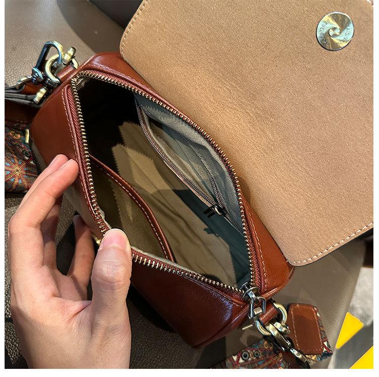 Válcovitá Kabelka z Pravé Kůže pro Ženy, Taška pod Paži Módní Univerzální Dámská Taška na Rameno Crossbody pro Každodenní Nošení