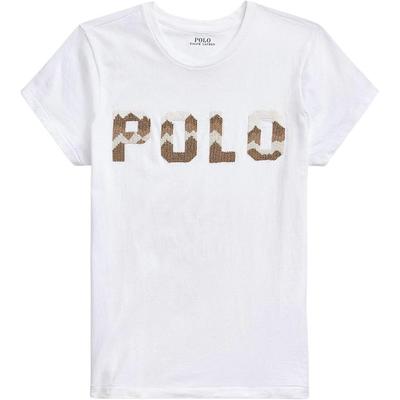 Polo Ralph Lauren SS25 Buchstaben Perlen Logo Baumwolle Kurzarm T-Shirt Klassische Edition Damen Oberteile 211827665-001